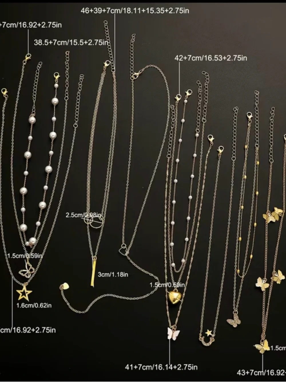 💓10 Piece 💓Layered Multiple Pendant Necklaces - Picture 4 of 9